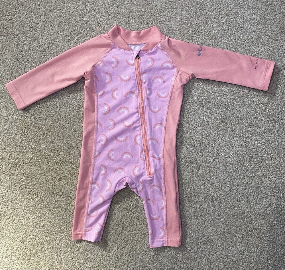 Columbia Infant Sandy Shores II Sunsuit Rainbow Pink Long Sleeve UPF 50